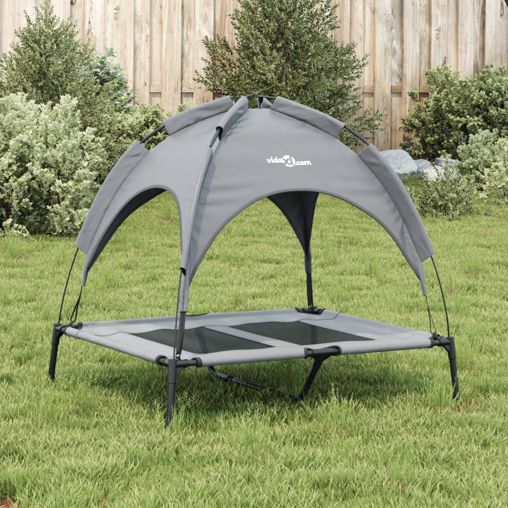 vidaXL Lit pour chien avec auvent anthracite tissu Oxford et acier