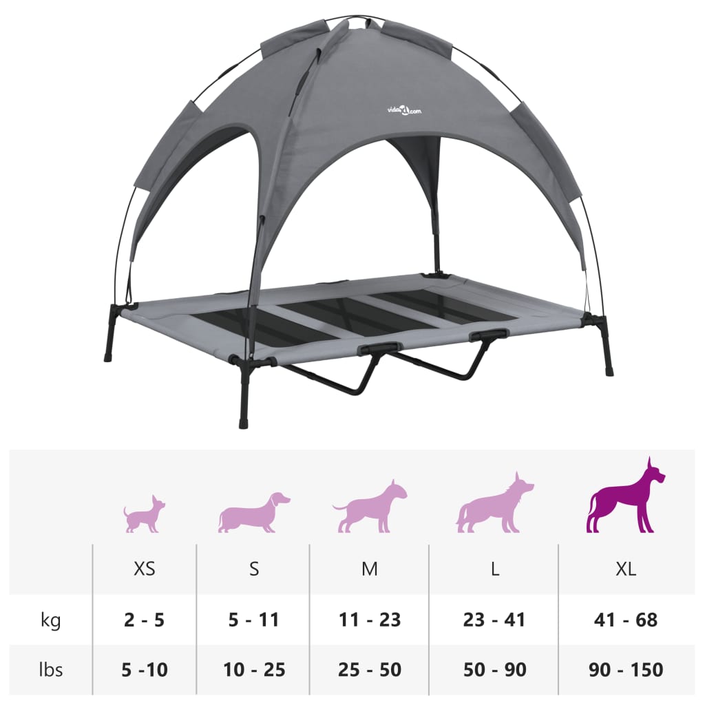 vidaXL Lit pour chien avec auvent anthracite tissu Oxford et acier
