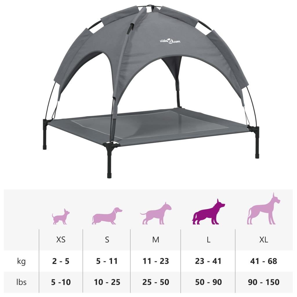 vidaXL Lit pour chien avec auvent anthracite tissu Oxford et acier