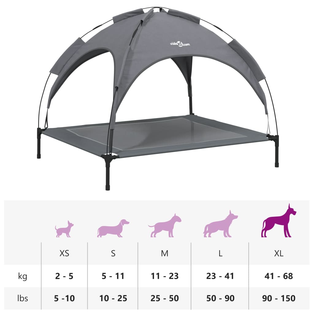 vidaXL Lit pour chien avec auvent anthracite tissu Oxford et acier