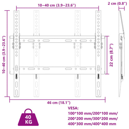 vidaXL Support TV mural pour écran 26-63 pouces Max VESA 400x400 mm