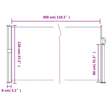 vidaXL Auvent latéral rétractable noir 120x300 cm