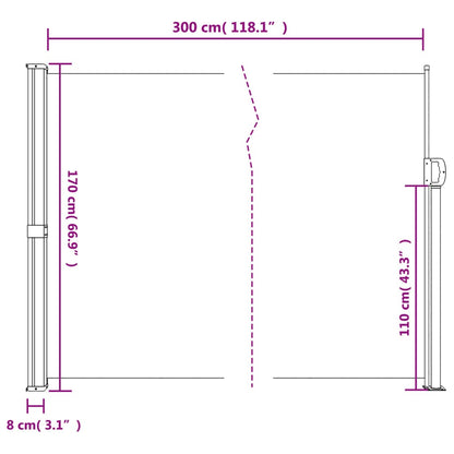 vidaXL Auvent latéral rétractable vert foncé 170x300 cm