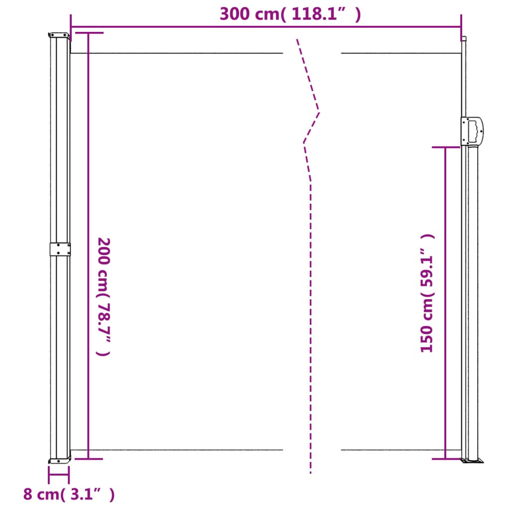 vidaXL Auvent latéral rétractable anthracite 200x300 cm