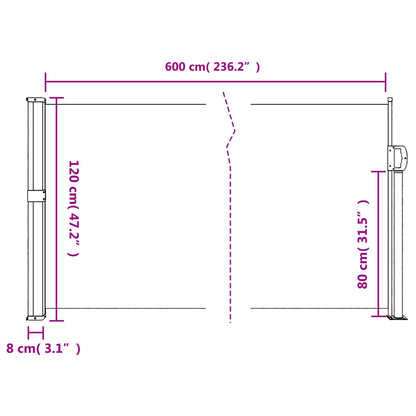 vidaXL Auvent latéral rétractable crème 120x600 cm