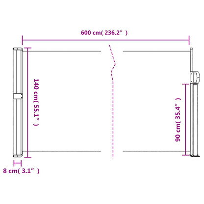vidaXL Auvent latéral rétractable vert foncé 140x600 cm