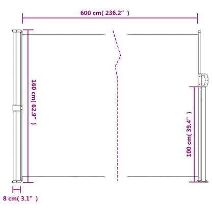 vidaXL Auvent latéral rétractable bleu 160x600 cm