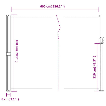 vidaXL Auvent latéral rétractable marron 180x600 cm