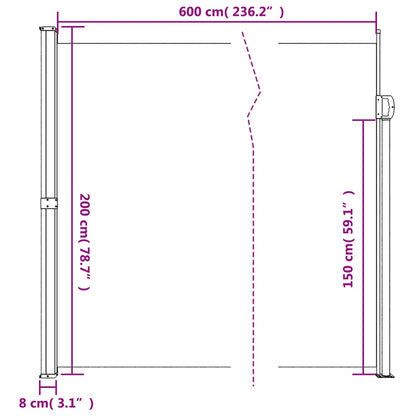 vidaXL Auvent latéral rétractable marron 200x600 cm