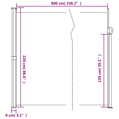 vidaXL Auvent latéral rétractable marron 220x600 cm