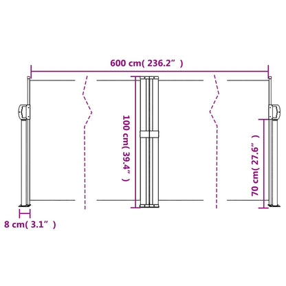 vidaXL Auvent latéral rétractable beige 100x600 cm