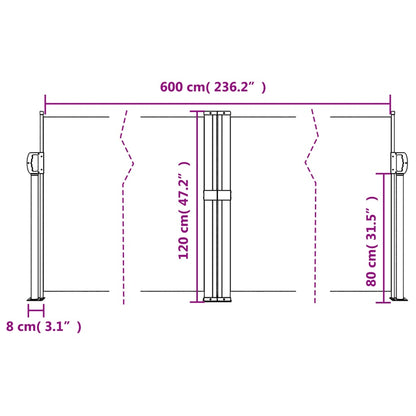 vidaXL Auvent latéral rétractable rouge 120x600 cm