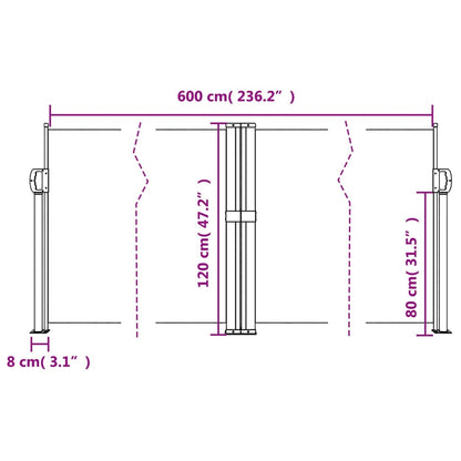 vidaXL Auvent latéral rétractable blanc 120x600 cm