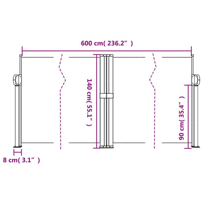vidaXL Auvent latéral rétractable crème 140x600 cm