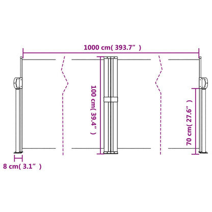 vidaXL Auvent latéral rétractable crème 100x1000 cm