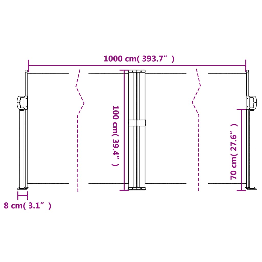 vidaXL Auvent latéral rétractable rouge 100x1000 cm