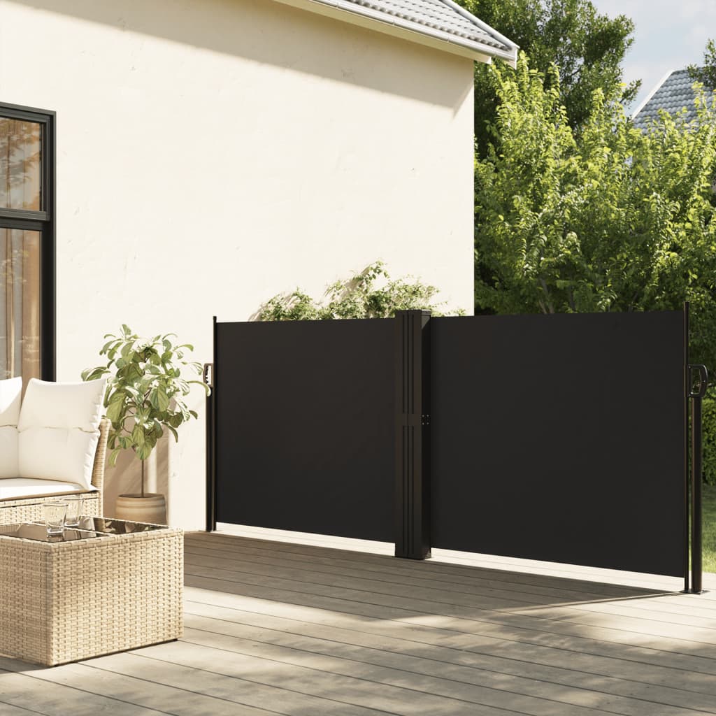 vidaXL Auvent latéral rétractable noir 120x1000 cm
