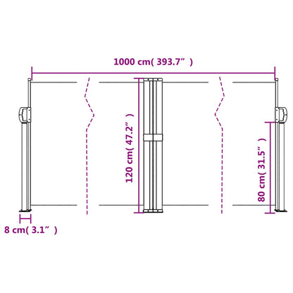 vidaXL Auvent latéral rétractable bleu 120x1000 cm