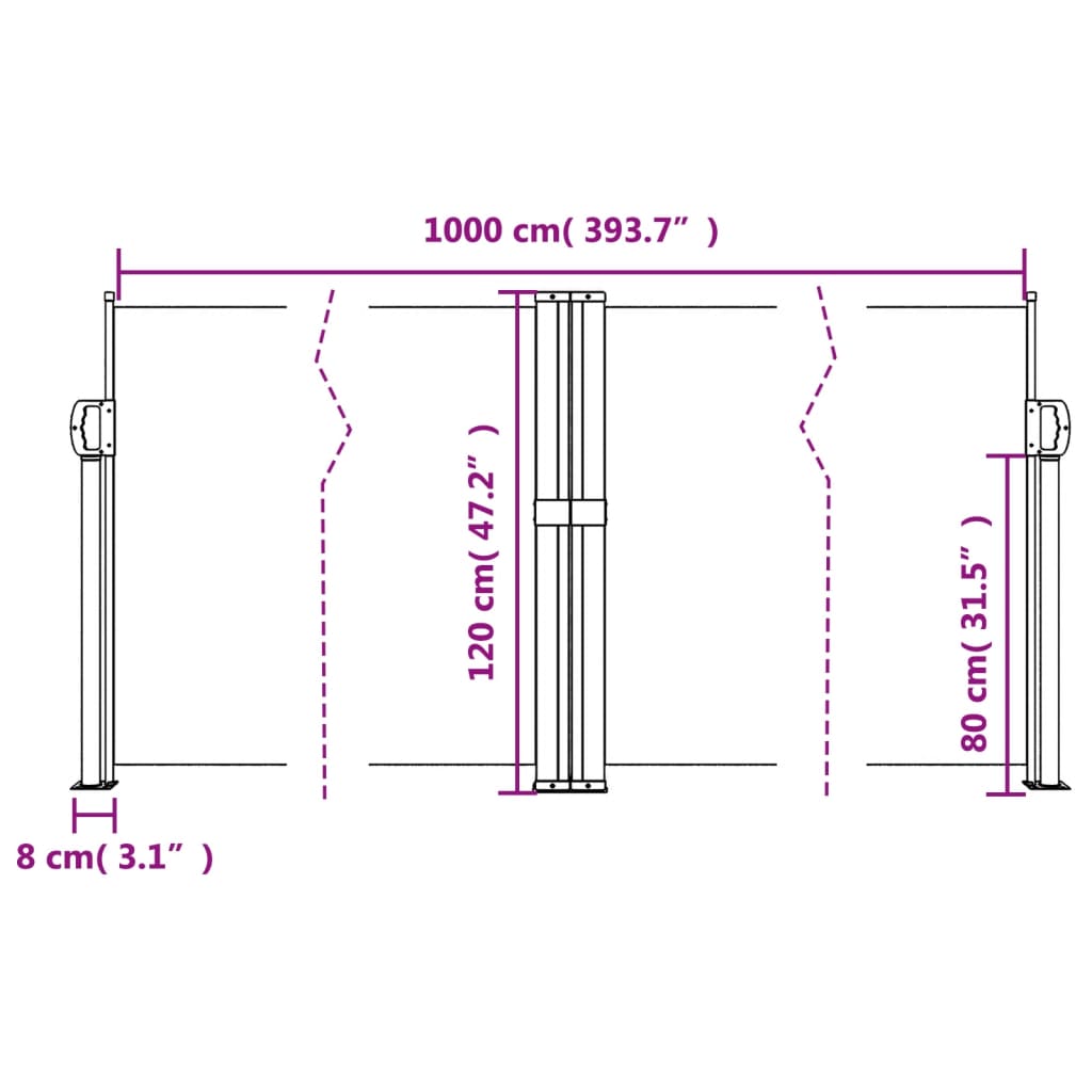 vidaXL Auvent latéral rétractable taupe 120x1000 cm