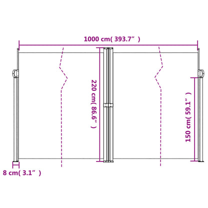 vidaXL Auvent latéral rétractable rouge 220x1000 cm