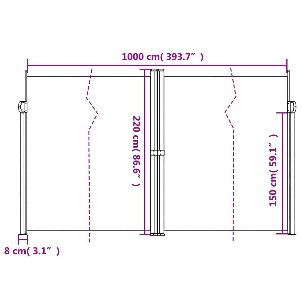 vidaXL Auvent latéral rétractable taupe 220x1000 cm