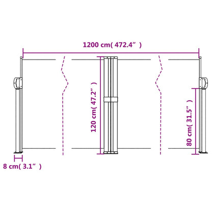 vidaXL Auvent latéral rétractable noir 120x1200 cm