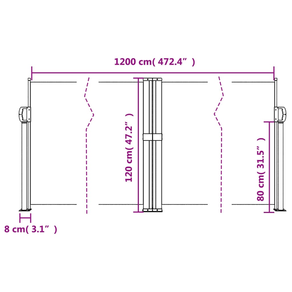 vidaXL Auvent latéral rétractable blanc 120x1200 cm