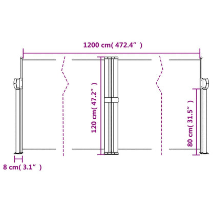 vidaXL Auvent latéral rétractable blanc 120x1200 cm