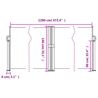 vidaXL Auvent latéral rétractable bleu 140x1200 cm