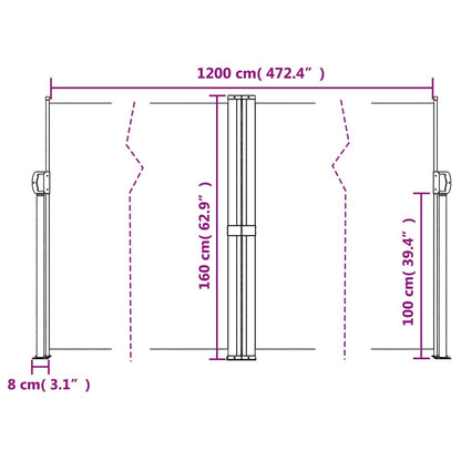 vidaXL Auvent latéral rétractable anthracite 160x1200 cm