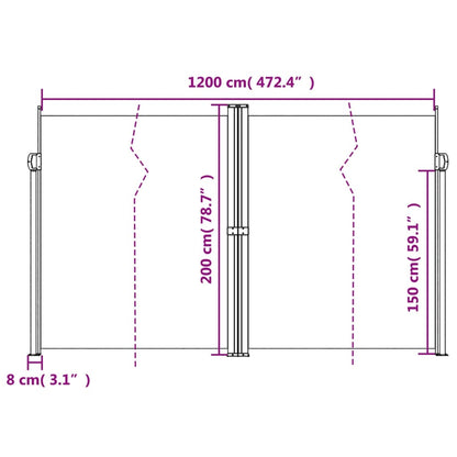 vidaXL Auvent latéral rétractable marron 200x600 cm