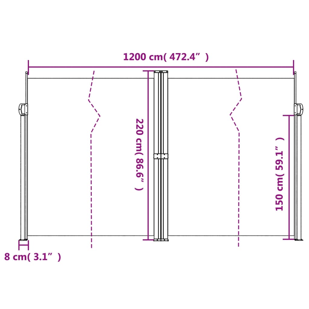 vidaXL Auvent latéral rétractable rouge 220x600 cm
