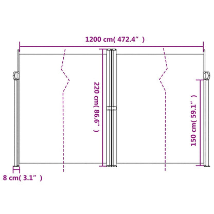 vidaXL Auvent latéral rétractable rouge 220x600 cm