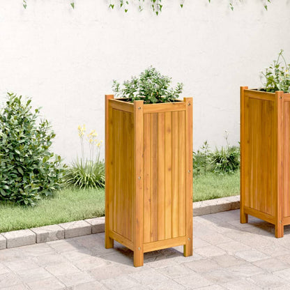 vidaXL Jardinière avec doublure 31x31x75 cm bois massif d'acacia