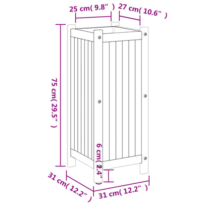 vidaXL Jardinière avec doublure 31x31x75 cm bois massif d'acacia