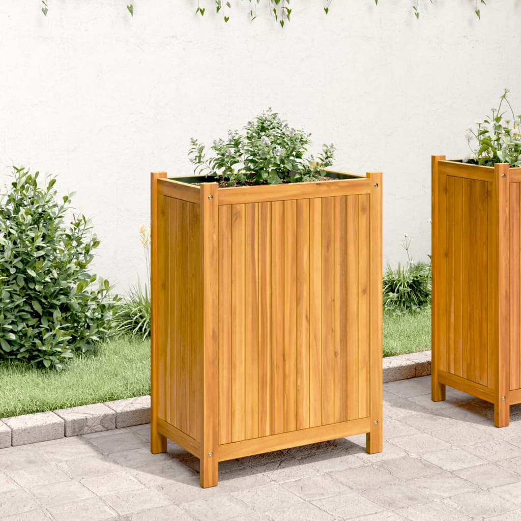 vidaXL Jardinière avec doublure 54x31x75 cm bois massif d'acacia