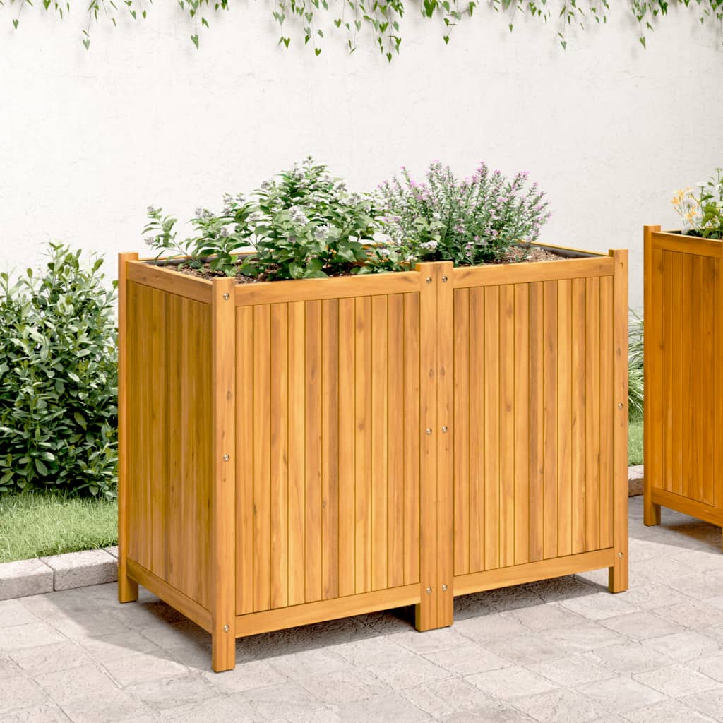 vidaXL Jardinière avec doublure 100x50x75 cm bois massif d'acacia