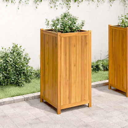 vidaXL Jardinière avec doublure 50x50x100 cm bois massif d'acacia