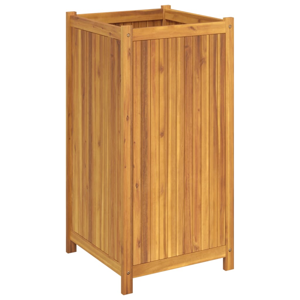 vidaXL Jardinière avec doublure 50x50x100 cm bois massif d'acacia
