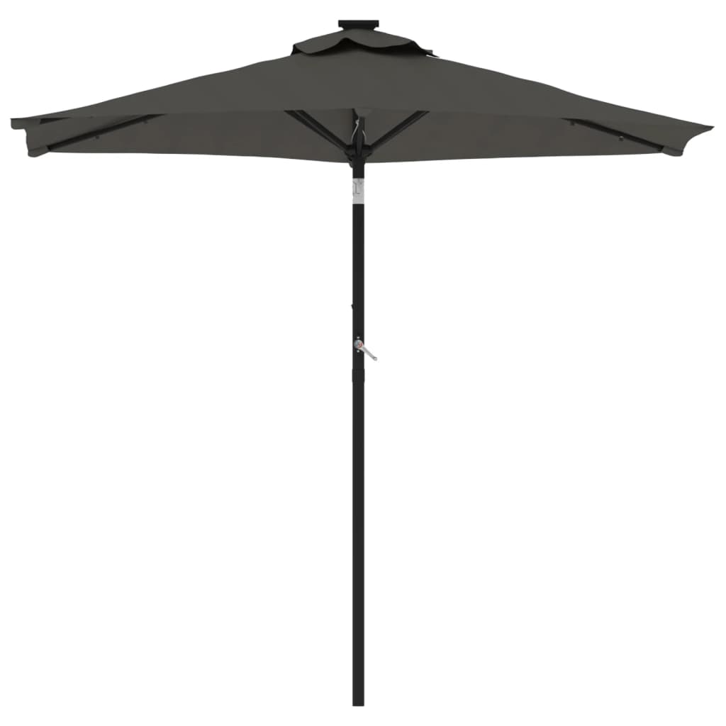 vidaXL Parasol de jardin LED et mât en acier anthracite 225x225x212 cm