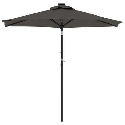 vidaXL Parasol de jardin LED et mât en acier anthracite 225x225x212 cm