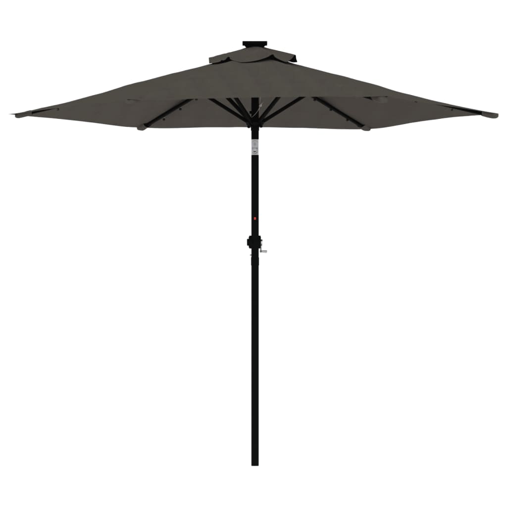 vidaXL Parasol de jardin LED et mât en acier anthracite 225x225x212 cm
