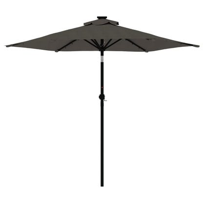 vidaXL Parasol de jardin LED et mât en acier anthracite 225x225x212 cm