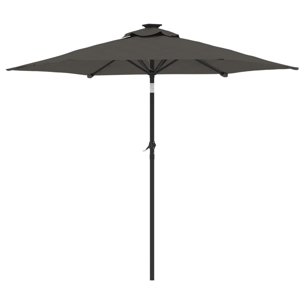 vidaXL Parasol de jardin LED et mât en acier anthracite 225x225x212 cm