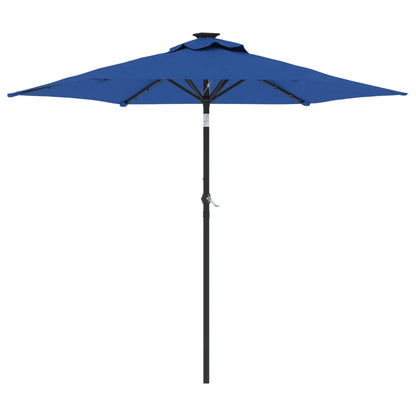vidaXL Parasol de jardin LED mât en acier bleu azuré 225x225x212 cm