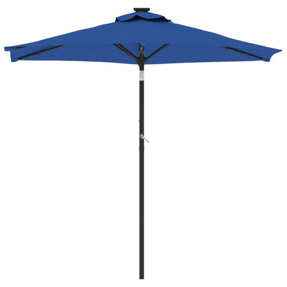 vidaXL Parasol de jardin LED mât en acier bleu azuré 225x225x212 cm