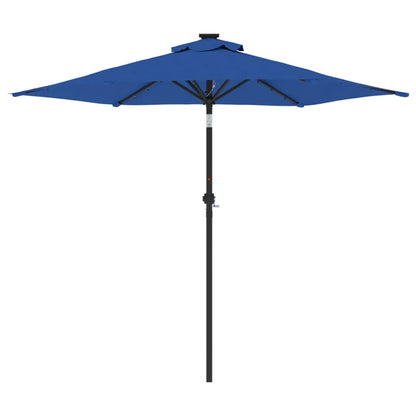 vidaXL Parasol de jardin LED mât en acier bleu azuré 225x225x212 cm
