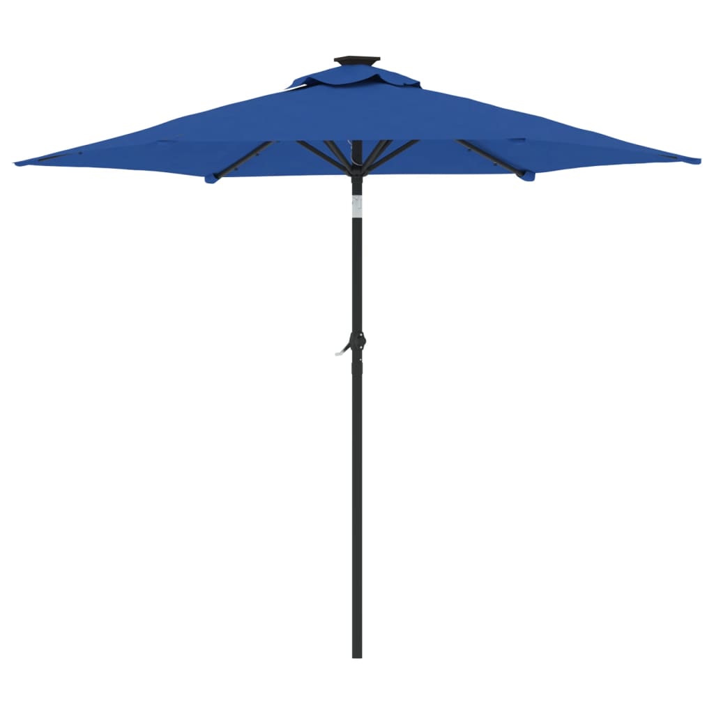 vidaXL Parasol de jardin LED mât en acier bleu azuré 225x225x212 cm
