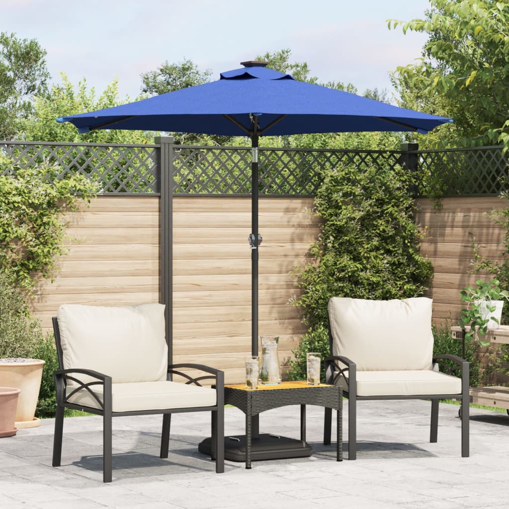 vidaXL Parasol de jardin LED mât en acier bleu azuré 225x225x212 cm