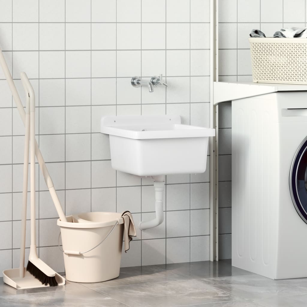 vidaXL Lavabo pour montage murale blanc 40x40x24 cm résine